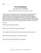 Government Constitution Comprehension