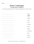 Important African Americans Alphabetize Booker T Washington