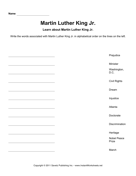 Important African Americans Alphabetize Martin Luther King