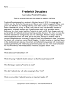 Important African Americans Comprehension Frederick Douglass