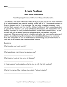 Important Scientists Comprehension Louis Pasteur