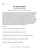 Important Scientists Comprehension Sir Isaac Newton