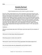 Important Women Comprehension Amelia Earhart