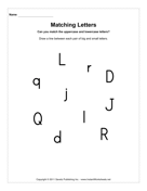 Matching Letters D J L R Q 