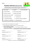 Spanish Informal Oral Quiz