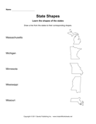 States Shapes Lines MA MO