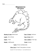 Stegosaurus Fact Sheet 