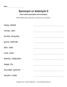 Synonym Or Antonym 5