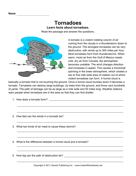 Tornadoes Comprehension 