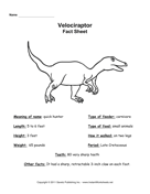 Velociraptor Fact Sheet 
